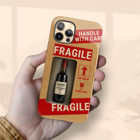 Personalized Fragile Wine Bottle iPhone Case